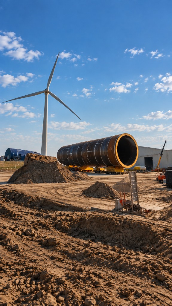 XXL monopile foundation in an offshore wind fabrication yard